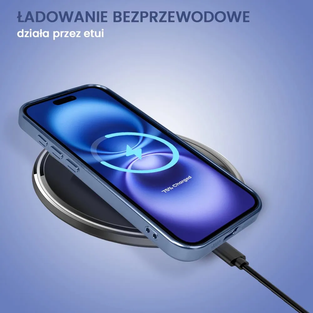Etui do iPhone 16 Plus MagSafe Luxury Protect przeźroczyste, z osłoną aparatu, Titanium Finish, niebieskie