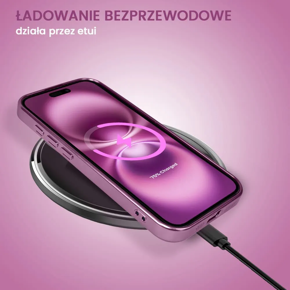 Etui do iPhone 16 Plus MagSafe Luxury Protect przeźroczyste, z osłoną aparatu, Titanium Finish, różowe
