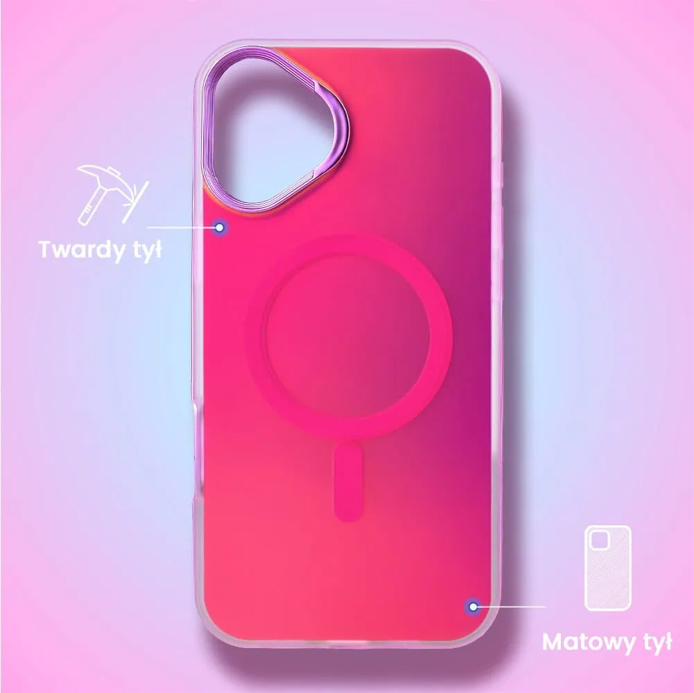 Etui do iPhone 16 MagSafe Miami Vibe, głęboki mieniący się kolor, gorący różowy (OUTLET)