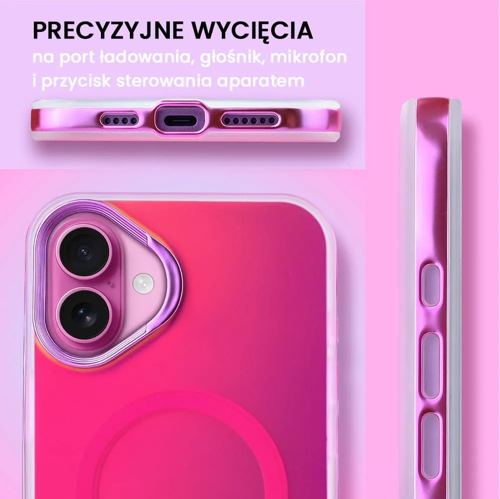 Etui do iPhone 16 MagSafe Miami Vibe, głęboki mieniący się kolor, gorący różowy (OUTLET)