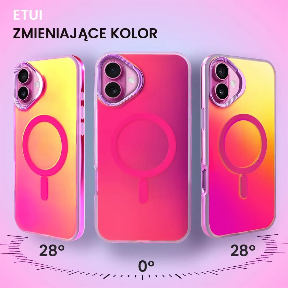 Etui do iPhone 16 MagSafe Miami Vibe, głęboki mieniący się kolor, gorący różowy (OUTLET)