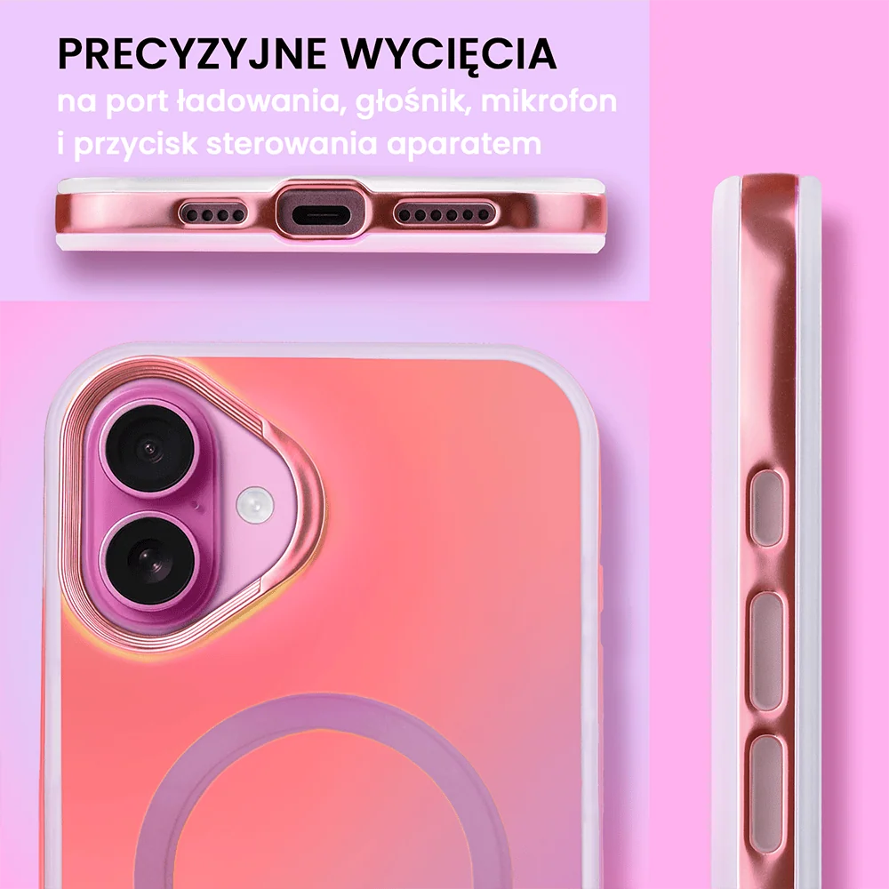Etui do iPhone 16 MagSafe Miami Vibe, głęboki mieniący się kolor, różowe ombre (OUTLET)