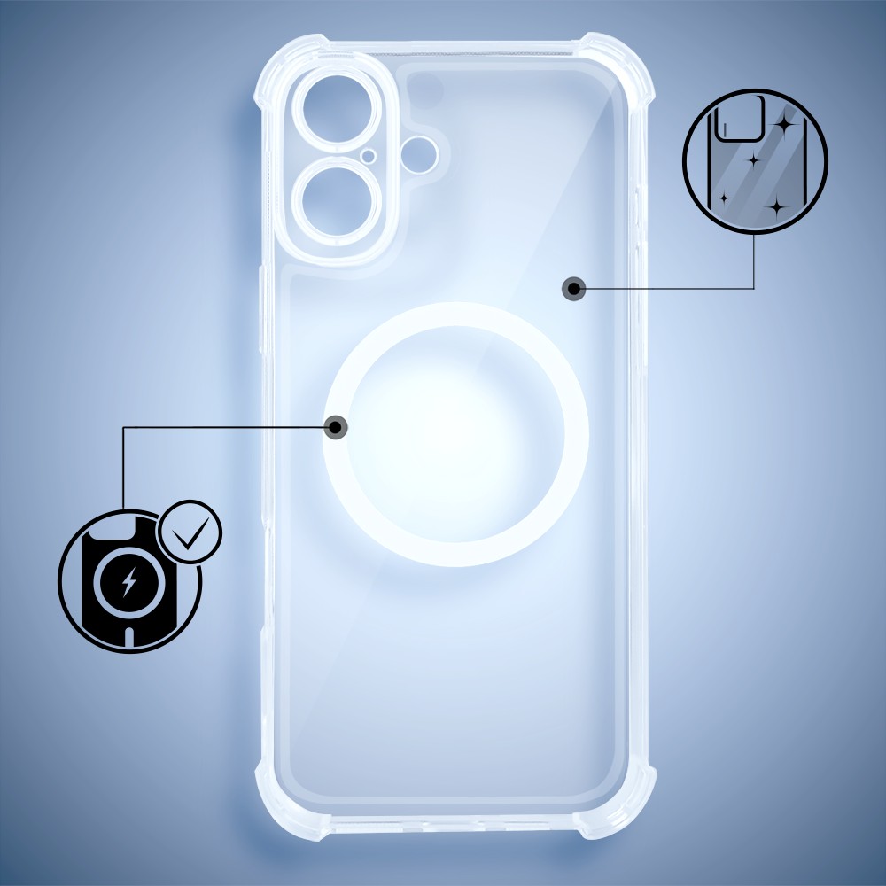 Etui do iPhone 16 Plus Magsafe Luxury Anti-Shock Lens Protect, przeźroczyste
