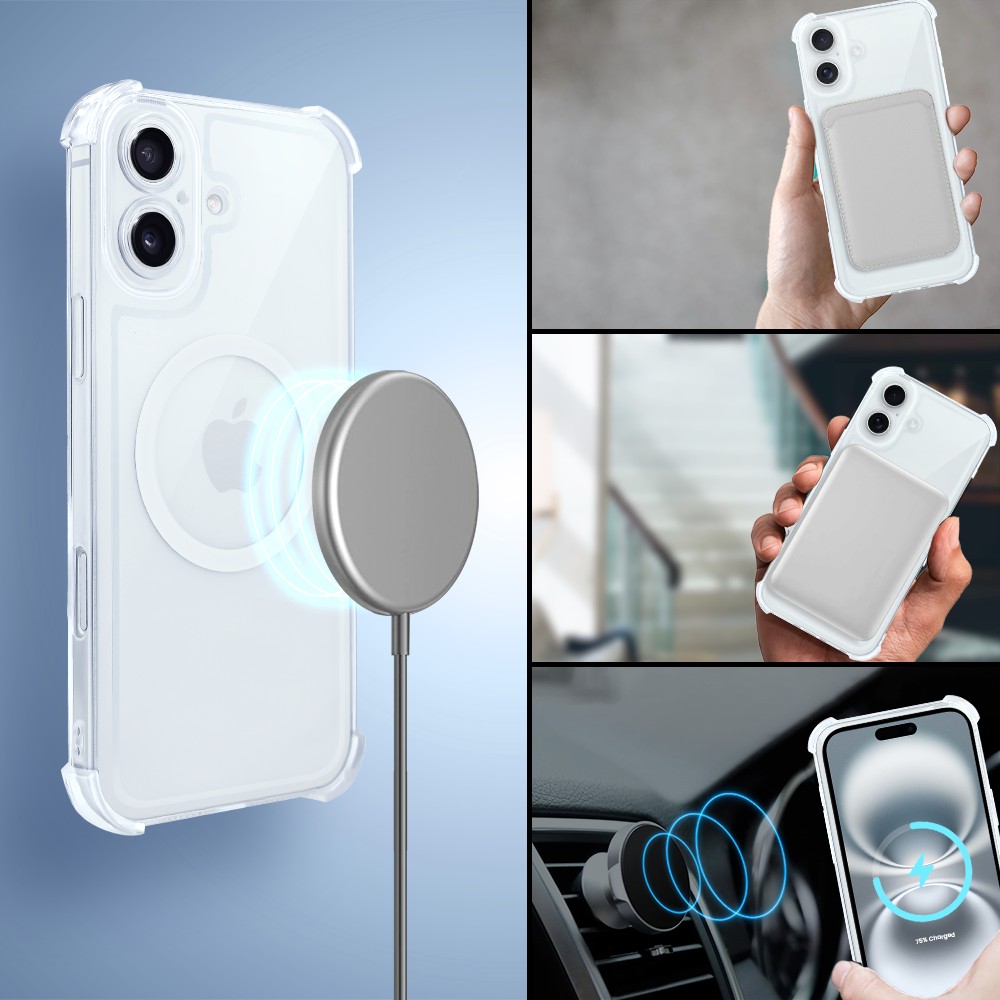 Etui do iPhone 16 Plus Magsafe Luxury Anti-Shock Lens Protect, przeźroczyste