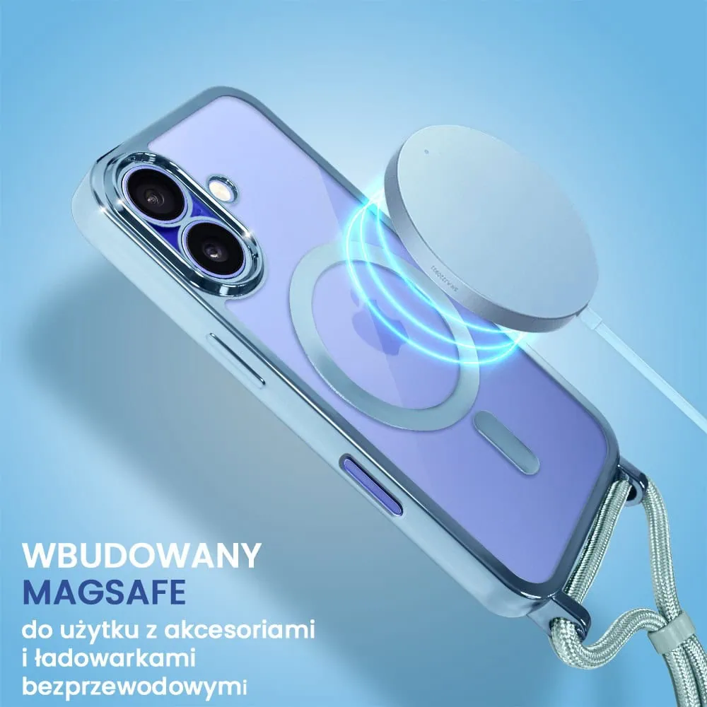 Etui do iPhone 16 Magsafe Slim Crossbody, jak torebka, niebieskie (OUTLET)