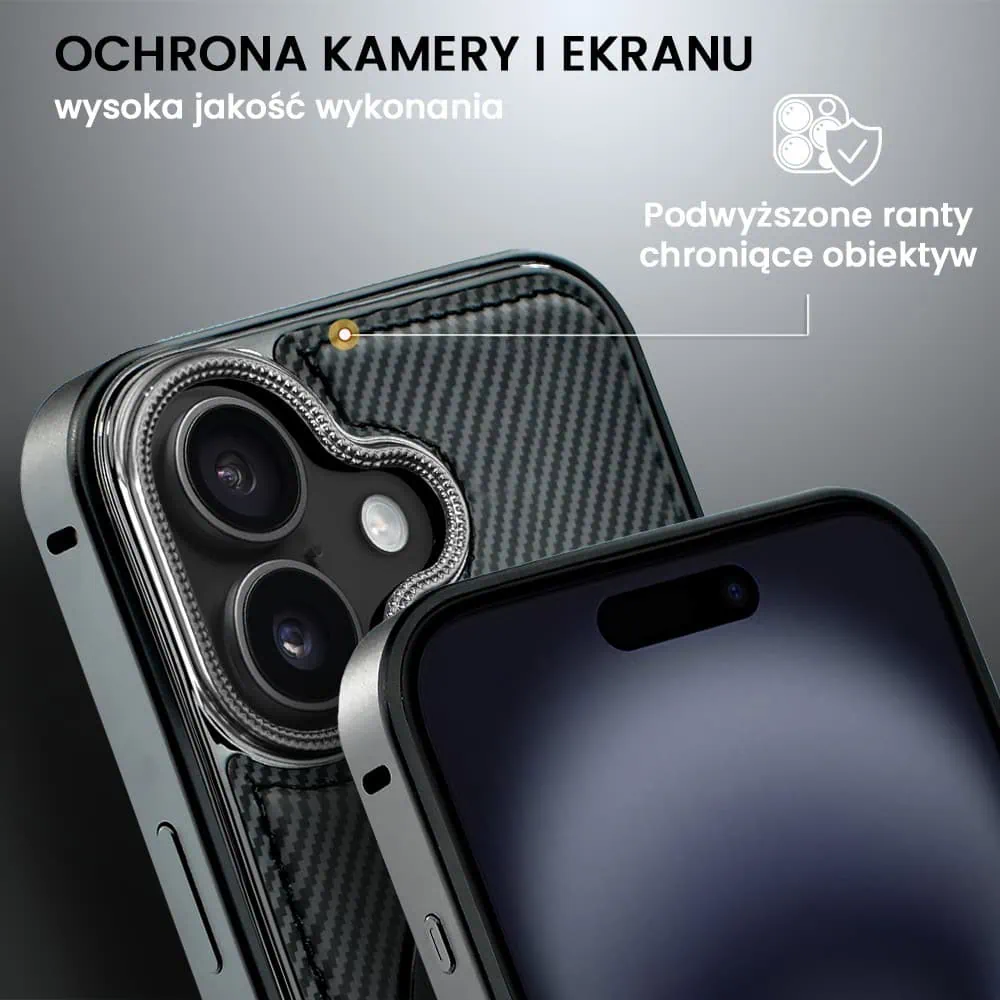 Etui do iPhone 16 Metal Solid Leather Stand z MagSafe, czarne