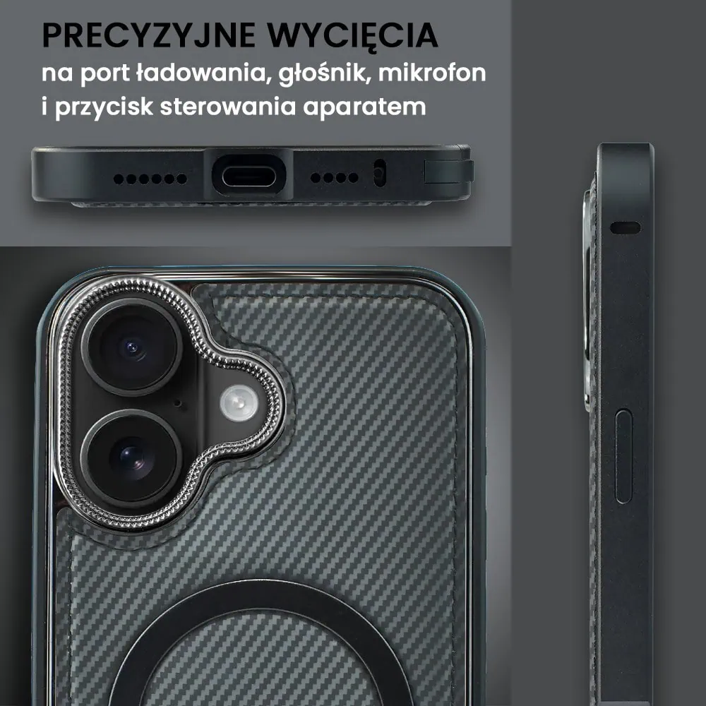 Etui do iPhone 16 Metal Solid Leather Stand z MagSafe, czarne