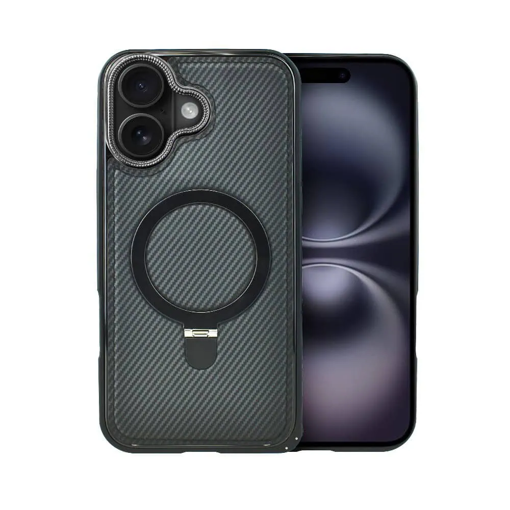 Etui do iPhone 16 Metal Solid Leather Stand z MagSafe, czarne