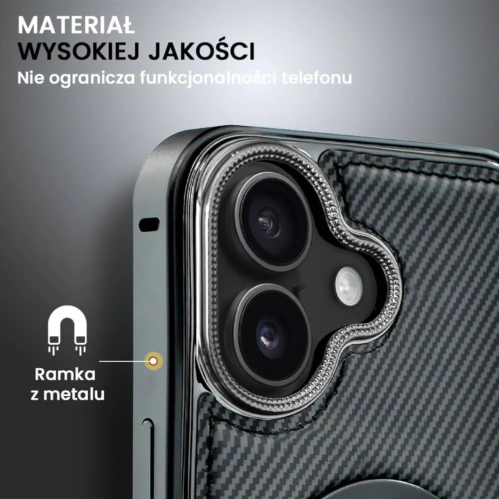 Etui do iPhone 16 Metal Solid Leather Stand z MagSafe, czarne