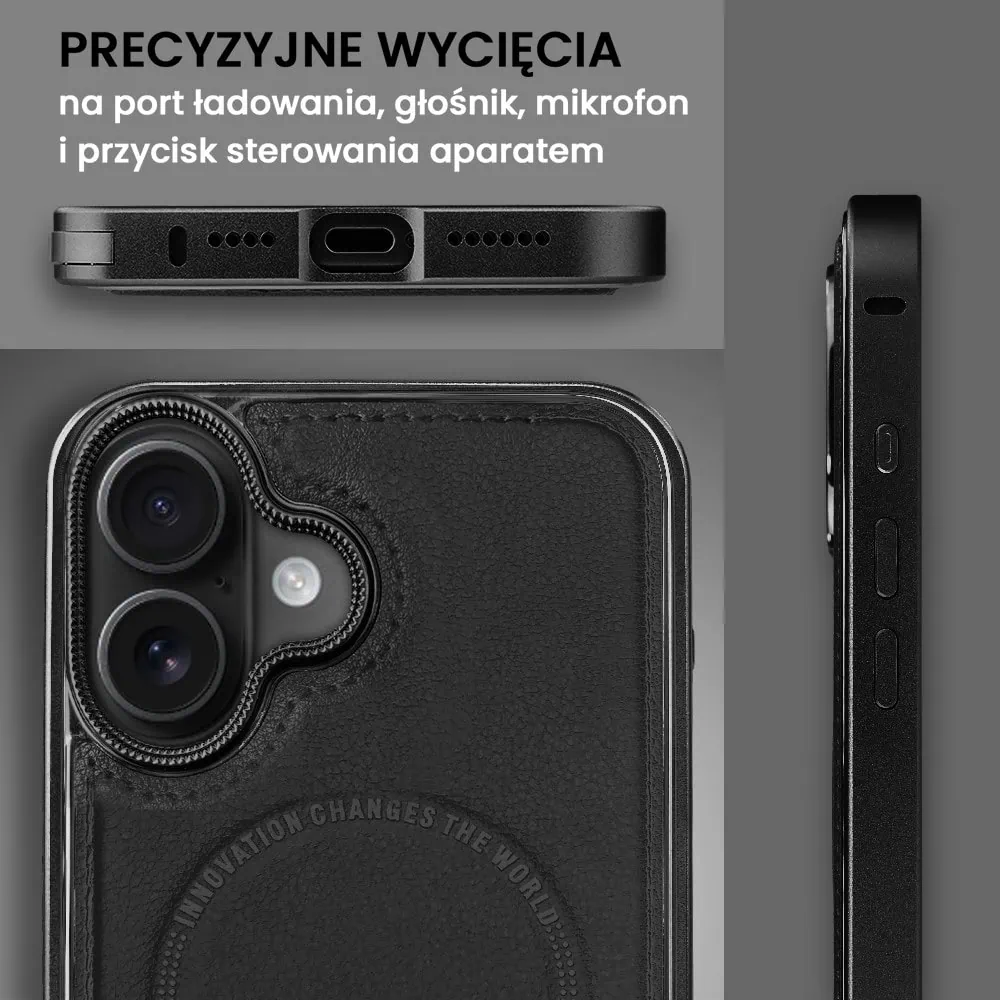 Etui do iPhone 16 Metal Solid Leather z MagSafe, czarne