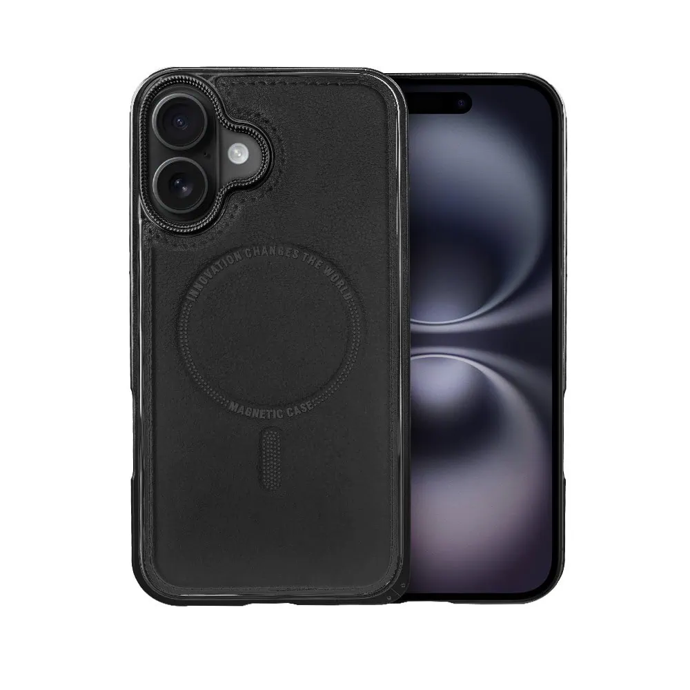 Etui do iPhone 16 Metal Solid Leather z MagSafe, czarne