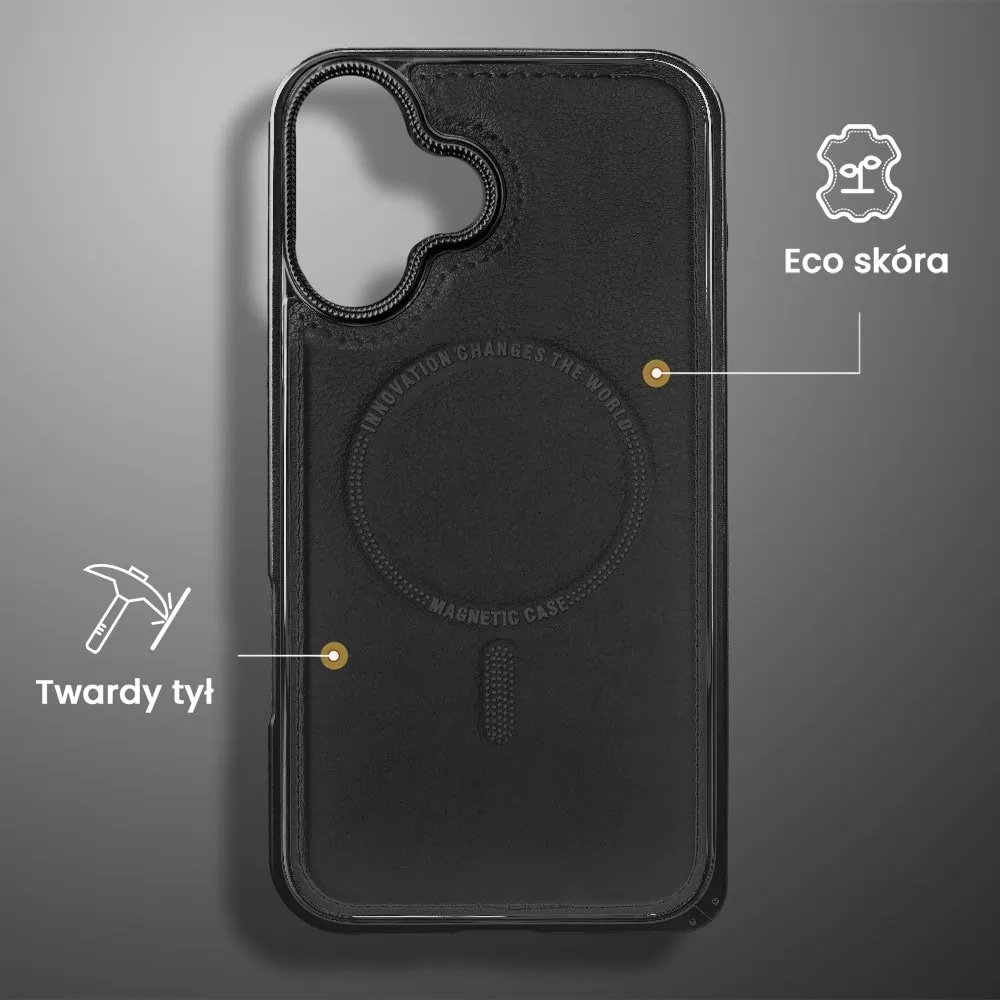 Etui do iPhone 16 Metal Solid Leather z MagSafe, czarne