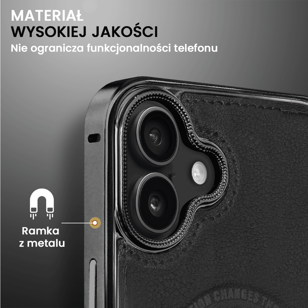 Etui do iPhone 16 Metal Solid Leather z MagSafe, czarne