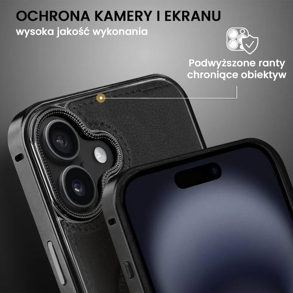 Etui do iPhone 16 Metal Solid Leather z MagSafe, czarne