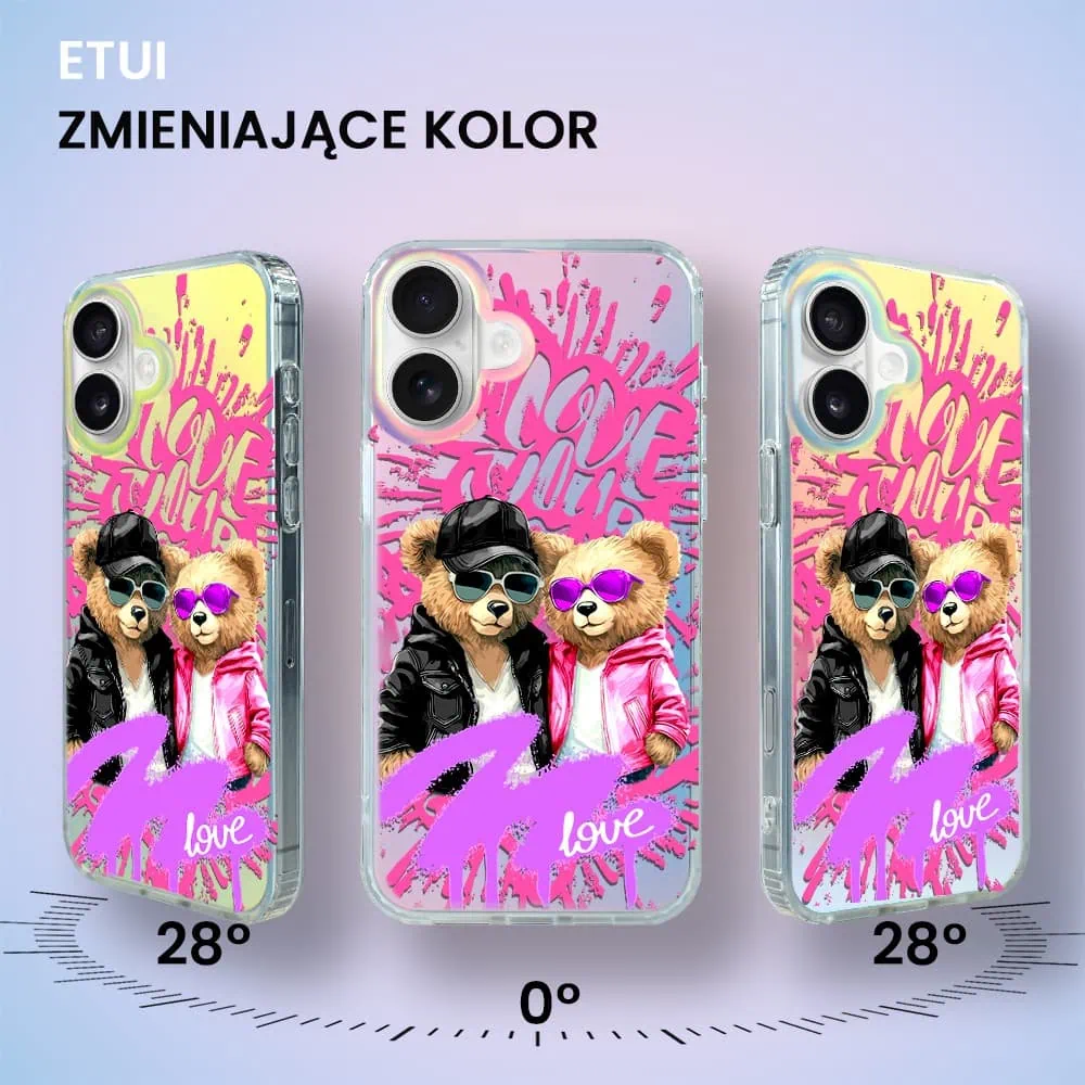 Etui do iPhone 16 Bear With Me, Couple in Love, zakochana para, zmieniające kolor
