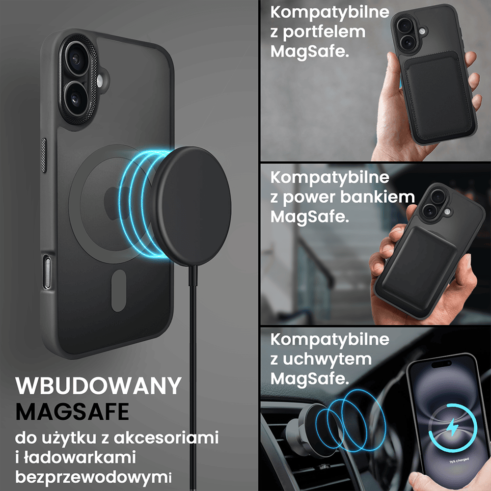 Etui do iPhone 16 Color Flush Frame z MagSafe, czarne