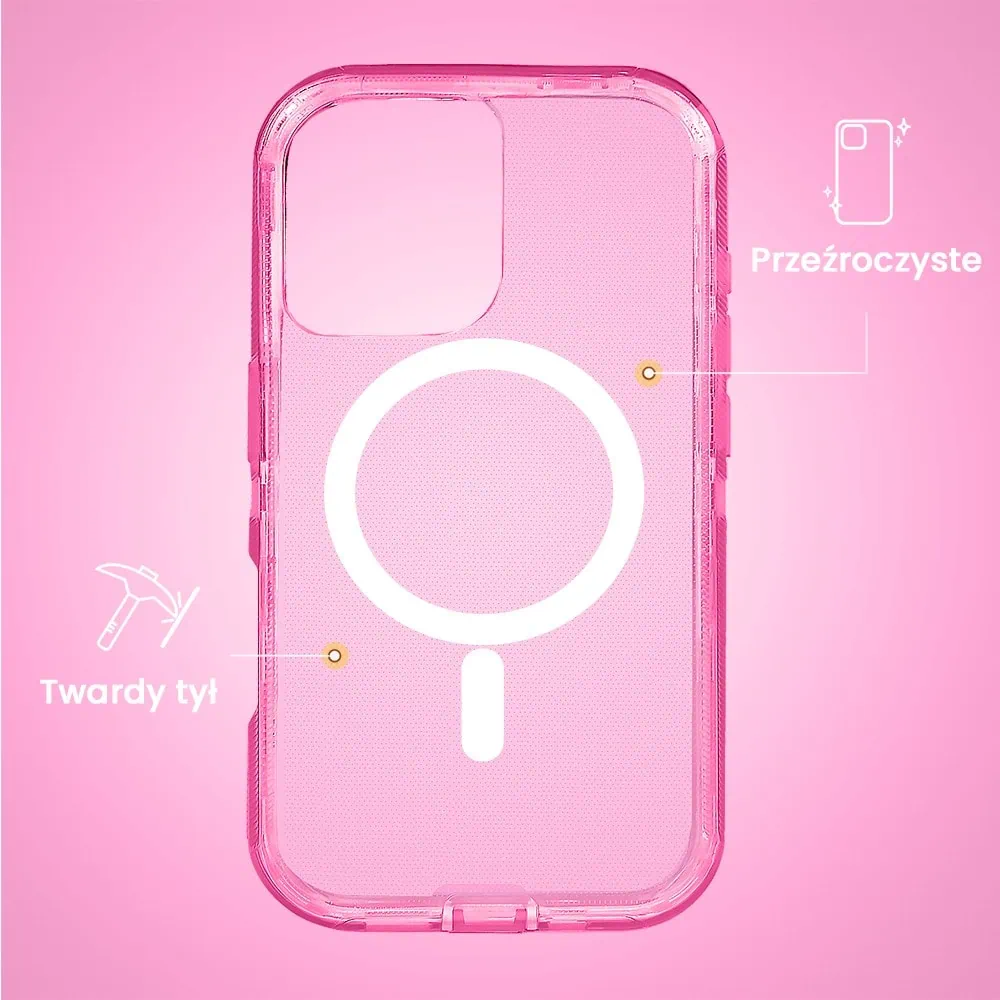 Etui do iPhone 16 Crystal Armor Magsafe, Anti-Drop pancerne 3w1, ametyst