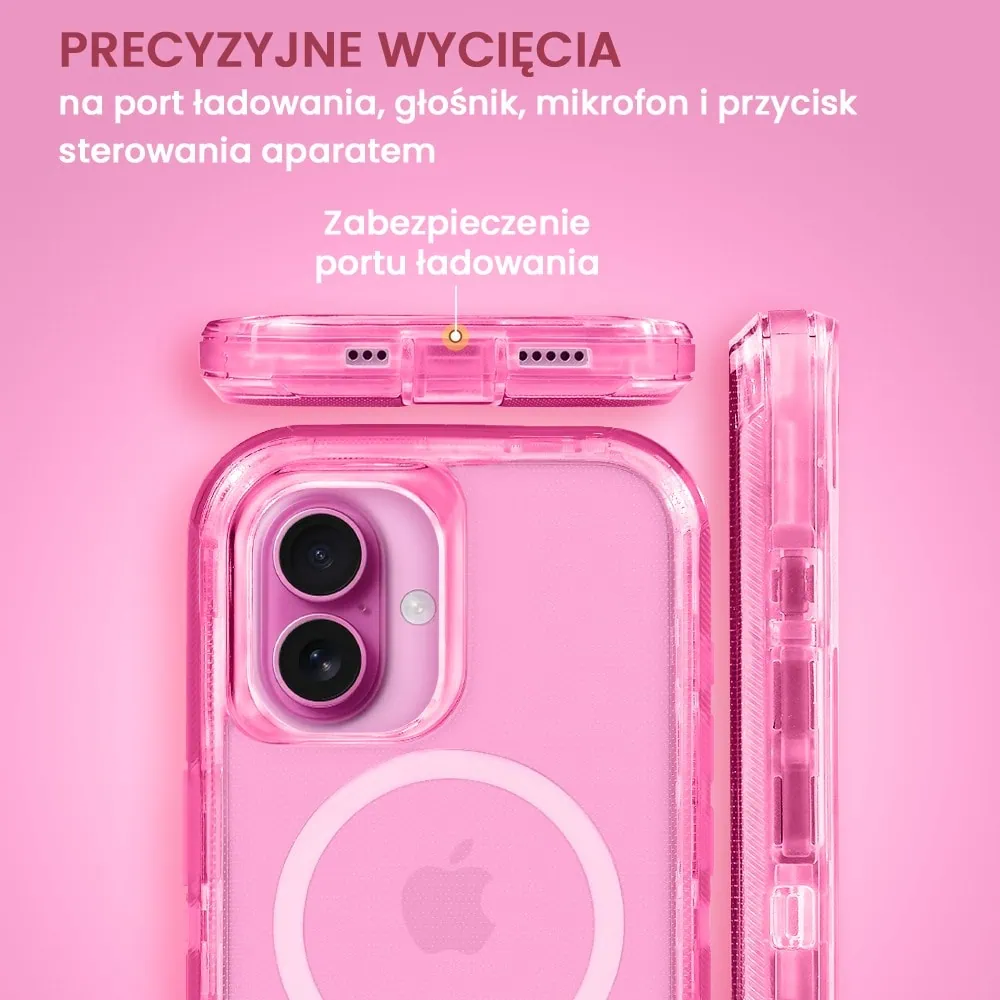 Etui do iPhone 16 Crystal Armor Magsafe, Anti-Drop pancerne 3w1, ametyst