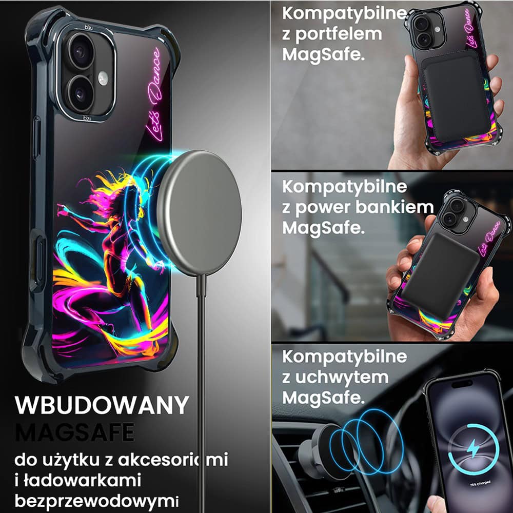 Etui do iPhone 16, Ibizu DropGuard Ultra z MagSafe, #ElectroMove, Taneczny rytm