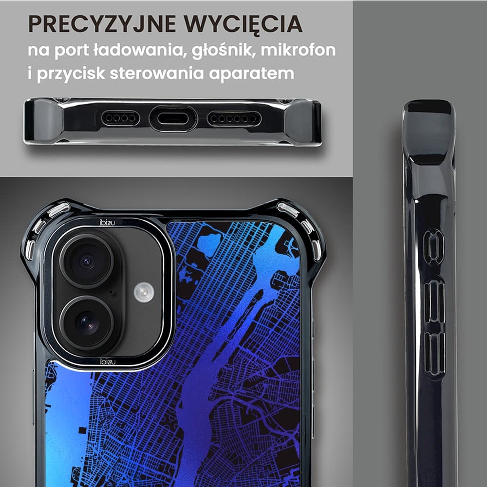 Etui do iPhone 16, Ibizu DropGuard Ultra z MagSafe, Mapy Świata, New York
