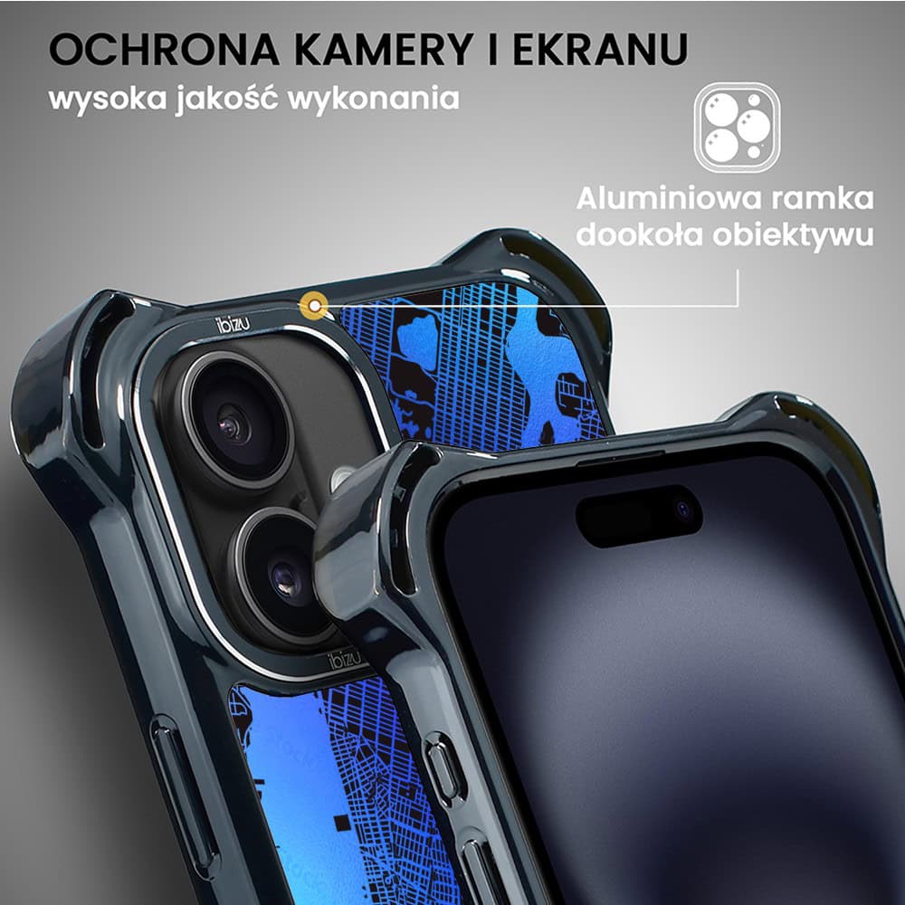 Etui do iPhone 16, Ibizu DropGuard Ultra z MagSafe, Mapy Świata, New York