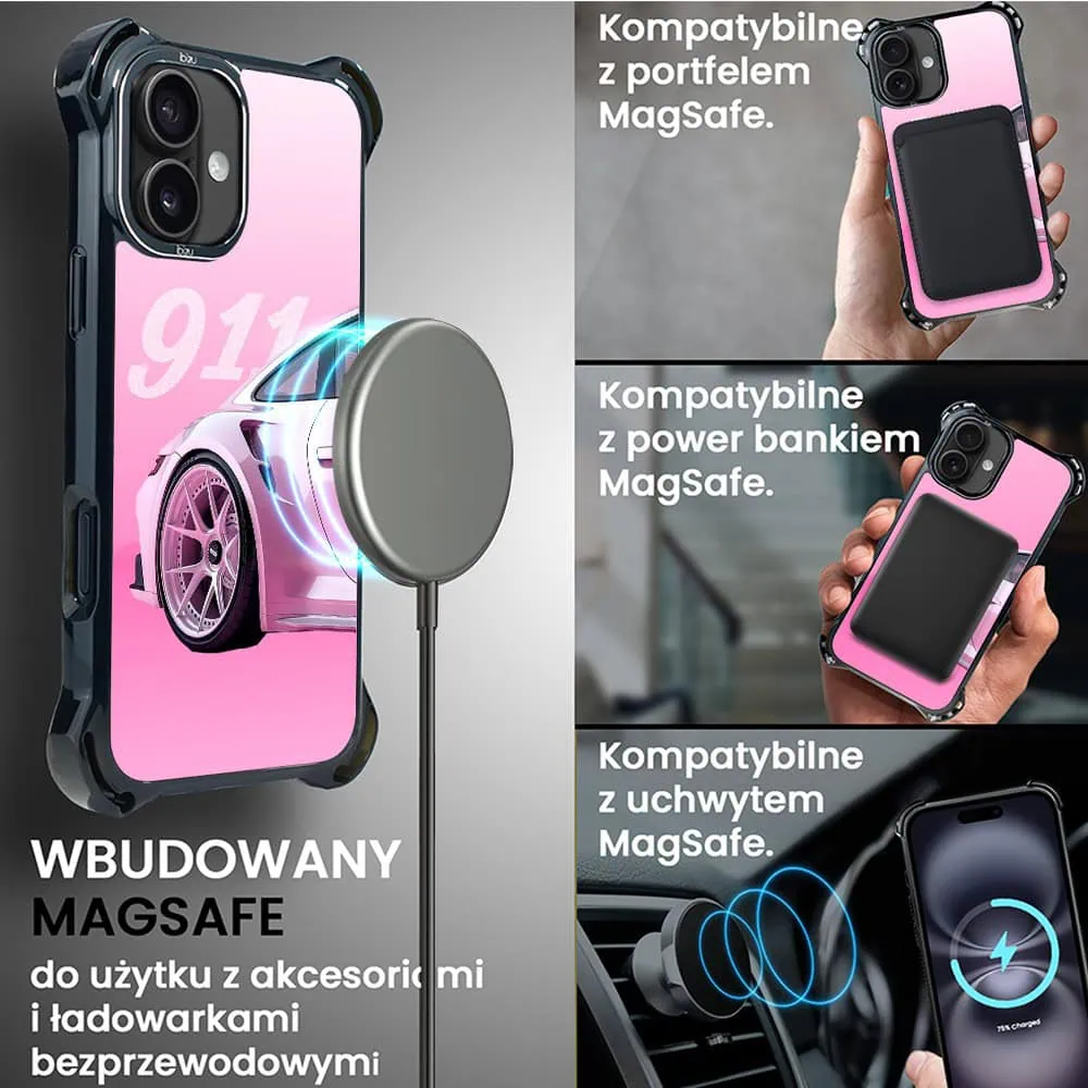 Etui do iPhone 16, Ibizu DropGuard Ultra z MagSafe, TechDrive, 911 różowe