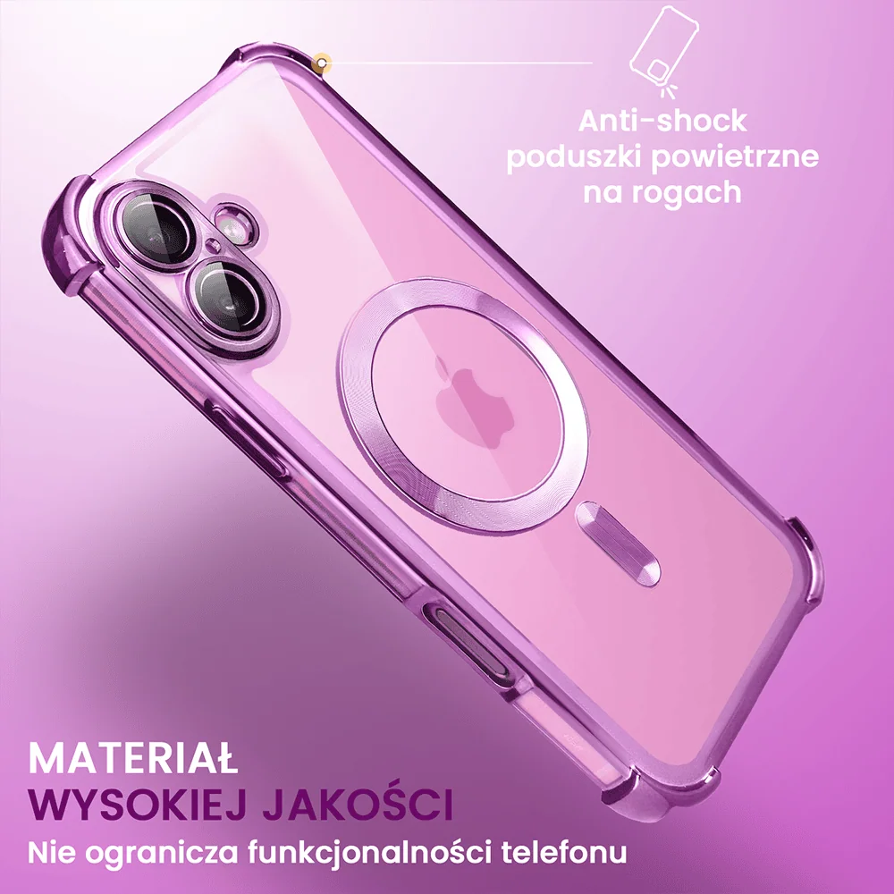 Etui do iPhone 16 Plus MagSafe Luxury Anti-Shock Lens Protect, różowe