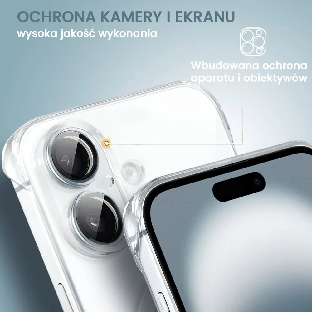 Etui do iPhone 16 Plus MagSafe Luxury Protect Lite, hybrydowa ochrona kamery, przeźroczyste