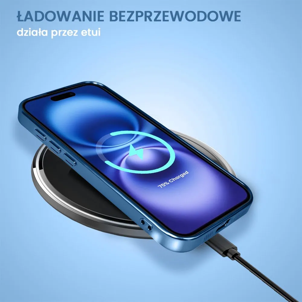 Etui do iPhone 16 MagSafe Luxury Protect przeźroczyste, hybrydowa ochrona kamery, głęboki niebieski