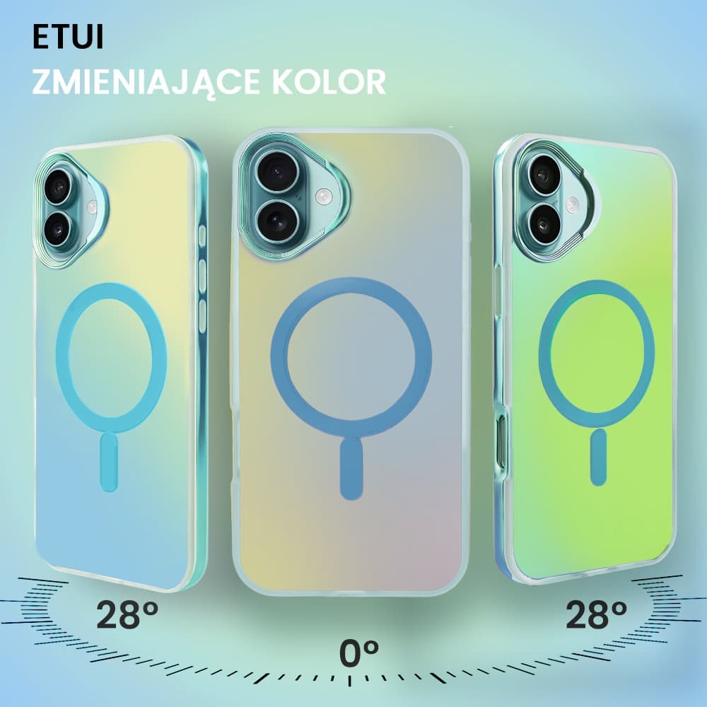 Etui do iPhone 16 MagSafe Miami Vibe, głęboki mieniący się kolor, jasny niebieski