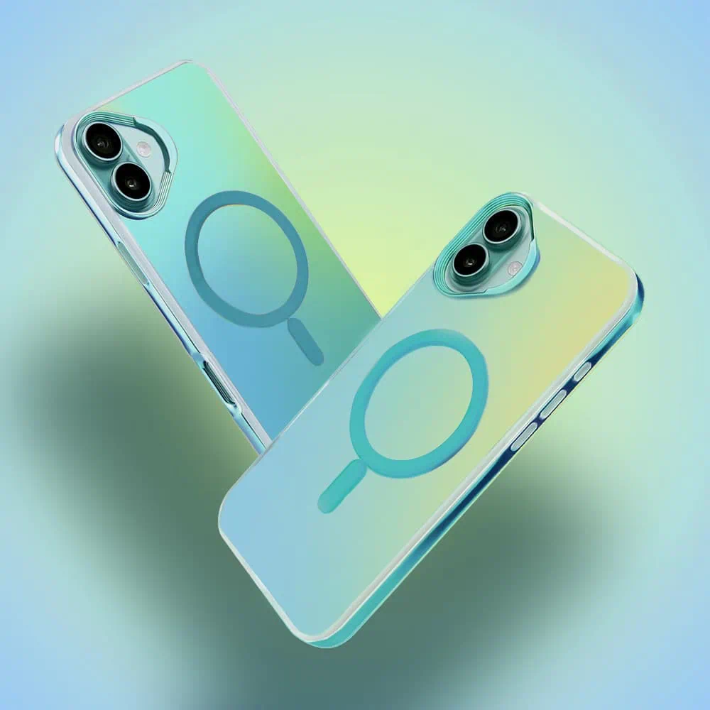 Etui do iPhone 16 MagSafe Miami Vibe, głęboki mieniący się kolor, jasny niebieski