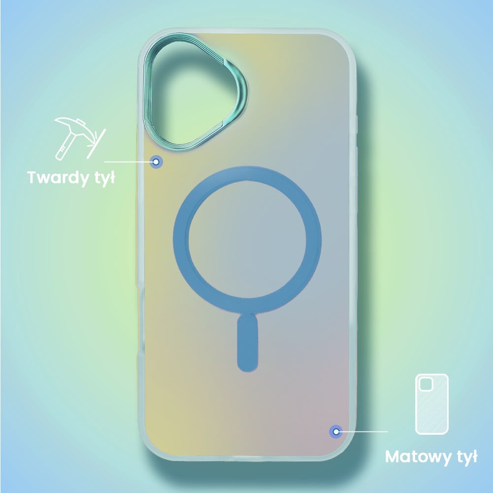 Etui do iPhone 16 MagSafe Miami Vibe, głęboki mieniący się kolor, jasny niebieski