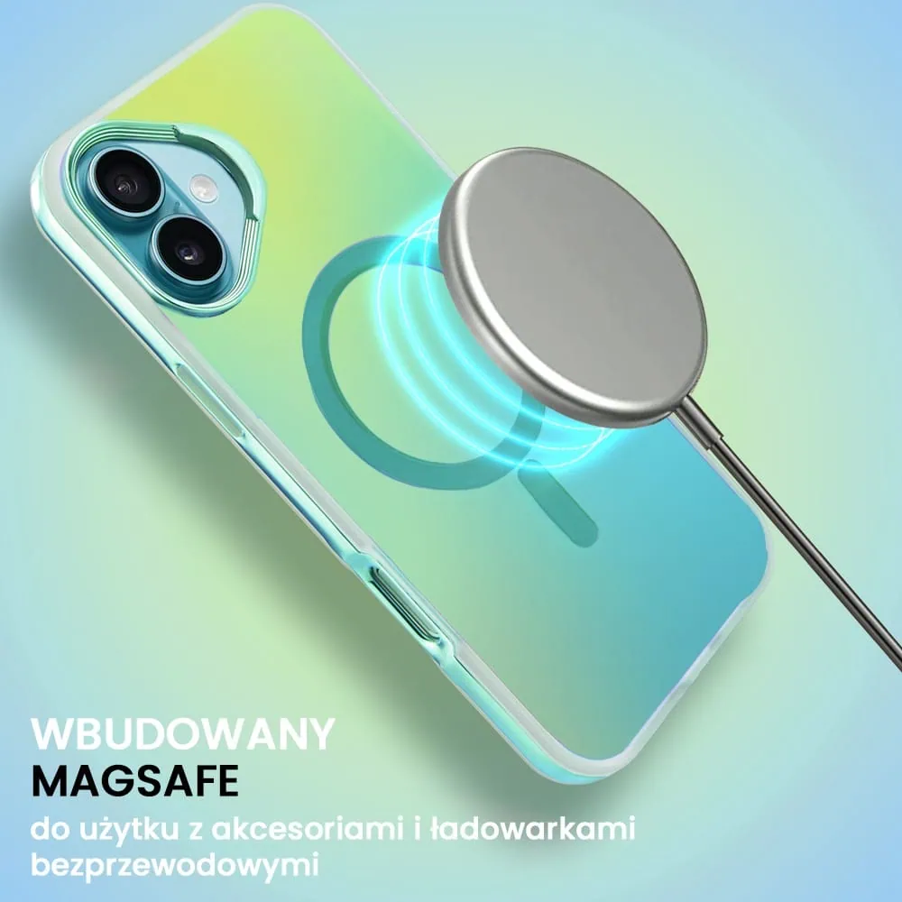 Etui do iPhone 16 MagSafe Miami Vibe, głęboki mieniący się kolor, jasny niebieski