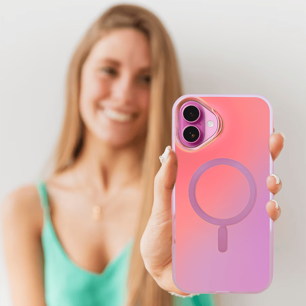 Etui do iPhone 16 Plus MagSafe Miami Vibe, głęboki mieniący się kolor, różowe ombre
