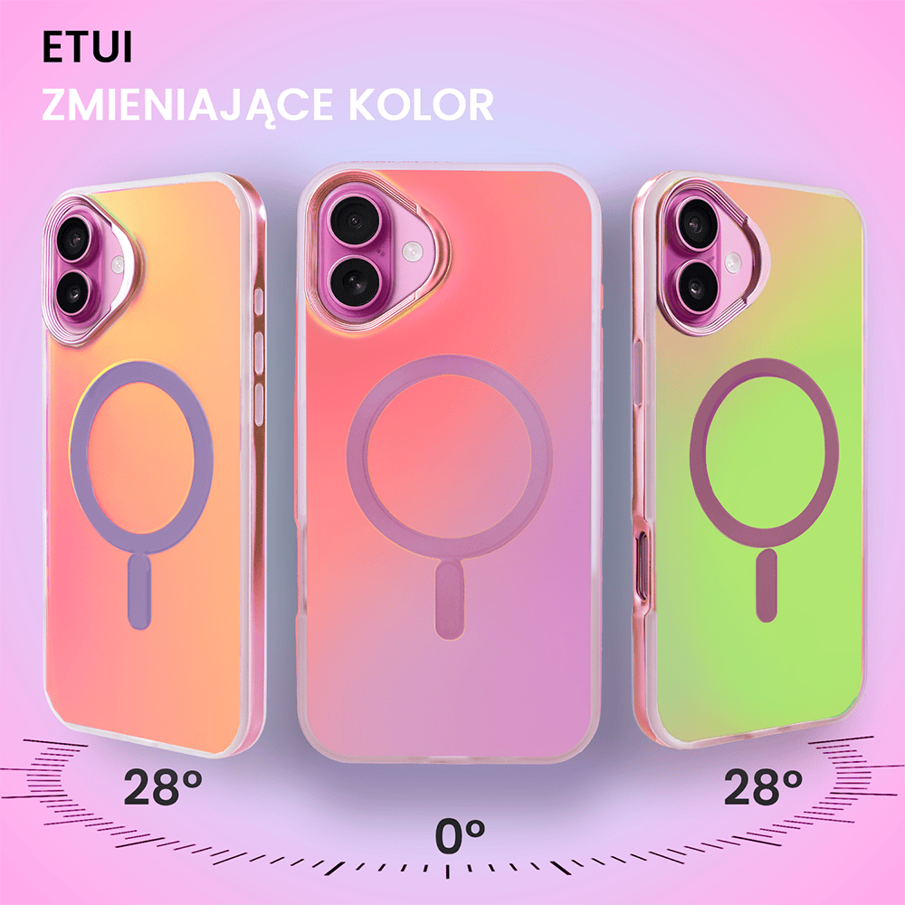 Etui do iPhone 16 Plus MagSafe Miami Vibe, głęboki mieniący się kolor, różowe ombre