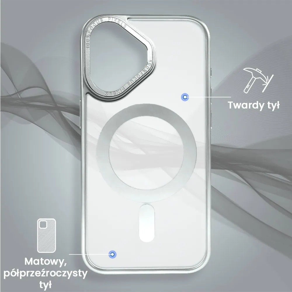 Etui do iPhone 16 cienkie, elastyczne, wzmocniona ramka, Titanium Finish, srebrne