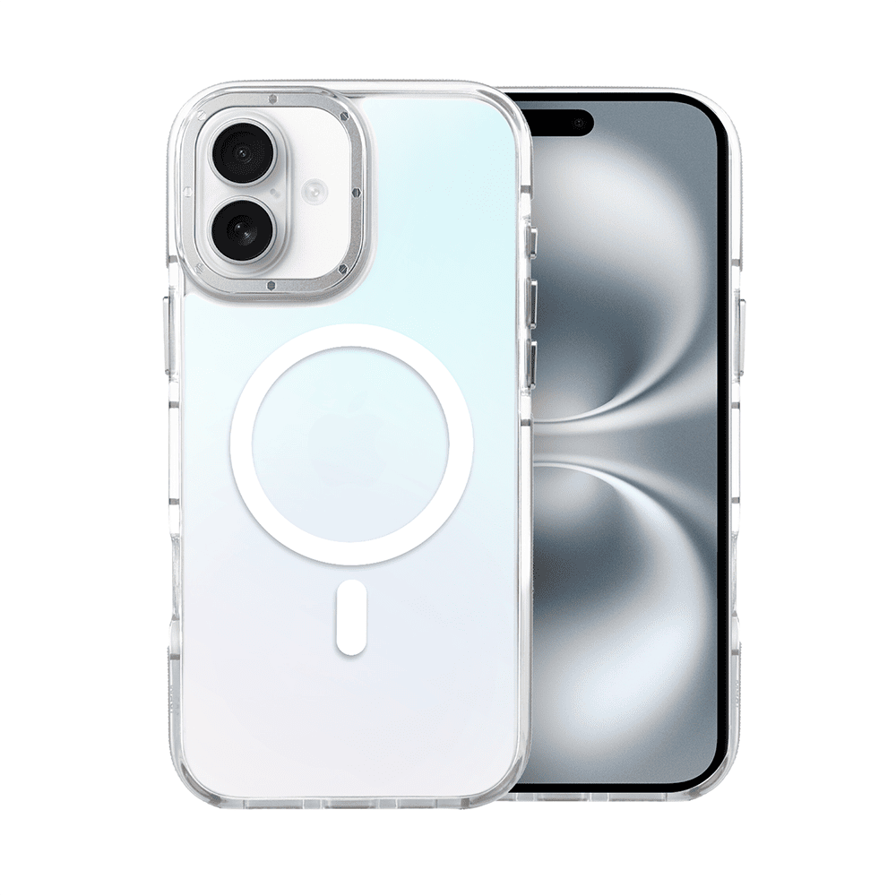 Etui do iPhone 16 Plus Sunrise Fusion Grip z MagSafe, nieślizgające, metalowa osłona, białe