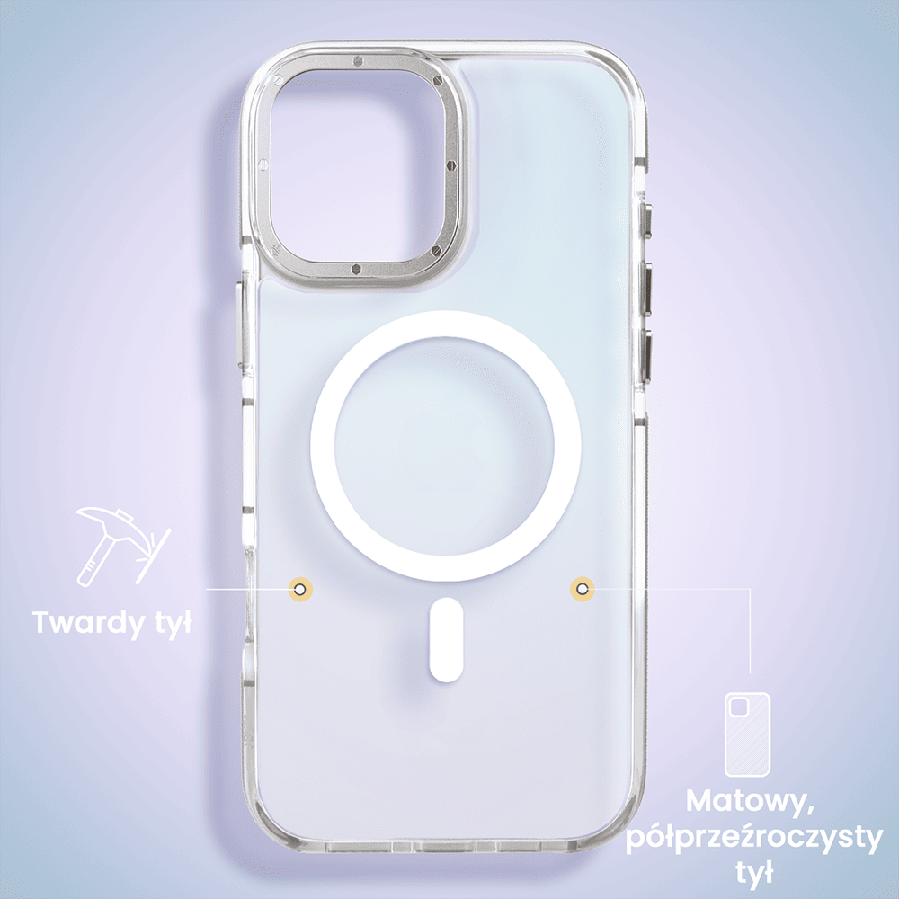 Etui do iPhone 16 Plus Sunrise Fusion Grip z MagSafe, nieślizgające, metalowa osłona, białe