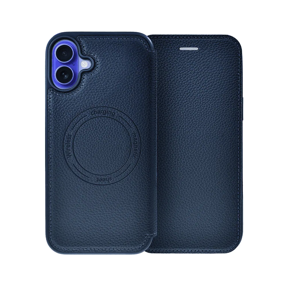 Etui do iPhone 16 z klapką Solid MagSafe Book, typu książka, granatowe (OUTLET)