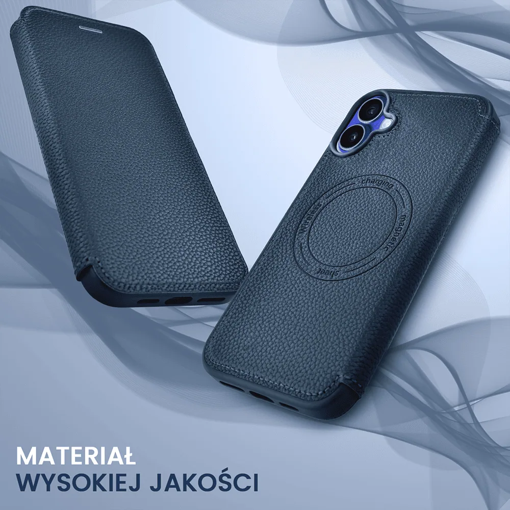 Etui do iPhone 16 z klapką Solid MagSafe Book, typu książka, granatowe (OUTLET)
