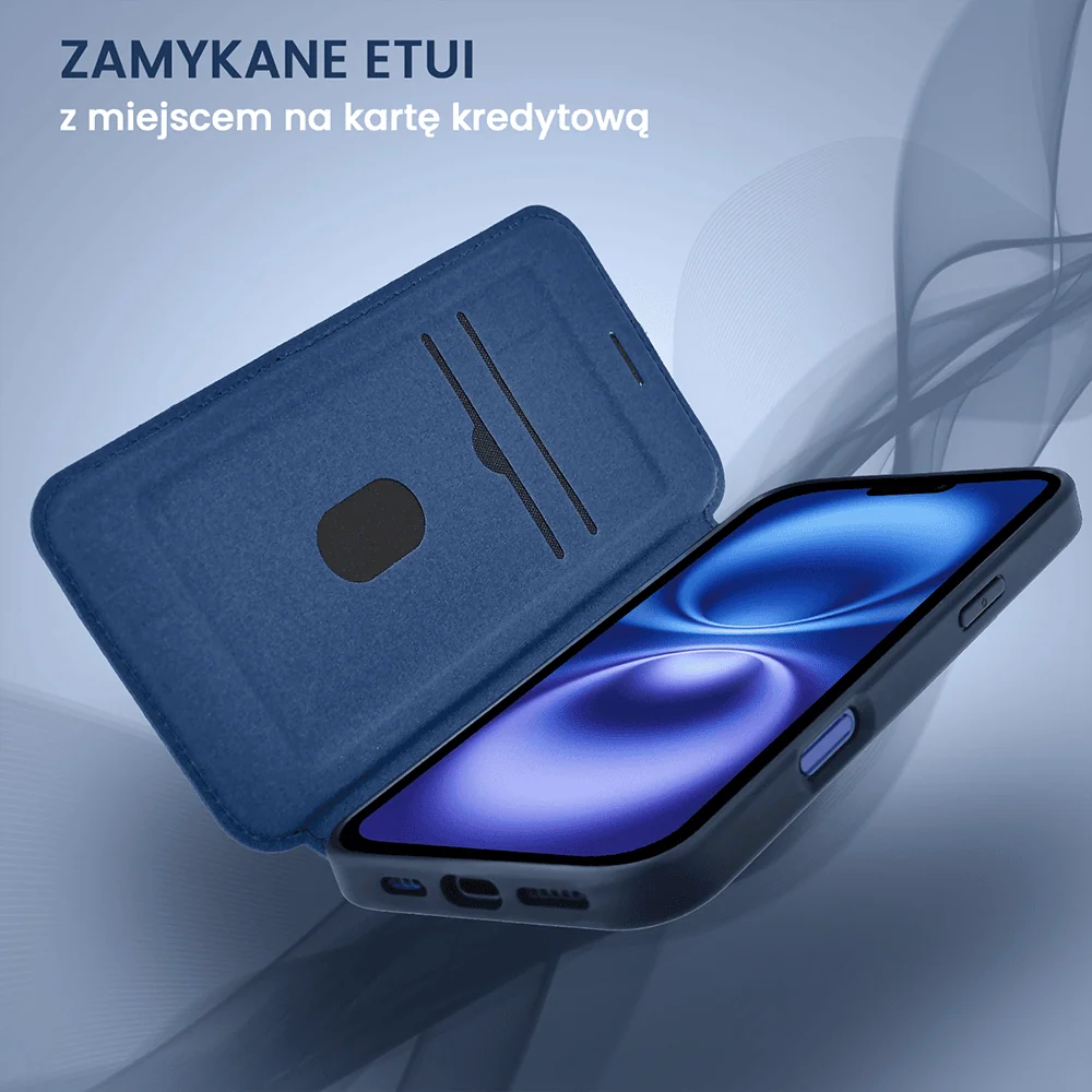 Etui do iPhone 16 z klapką Solid MagSafe Book, typu książka, granatowe (OUTLET)