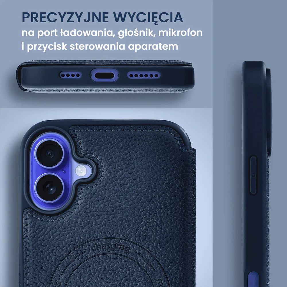 Etui do iPhone 16 z klapką Solid MagSafe Book, typu książka, granatowe (OUTLET)