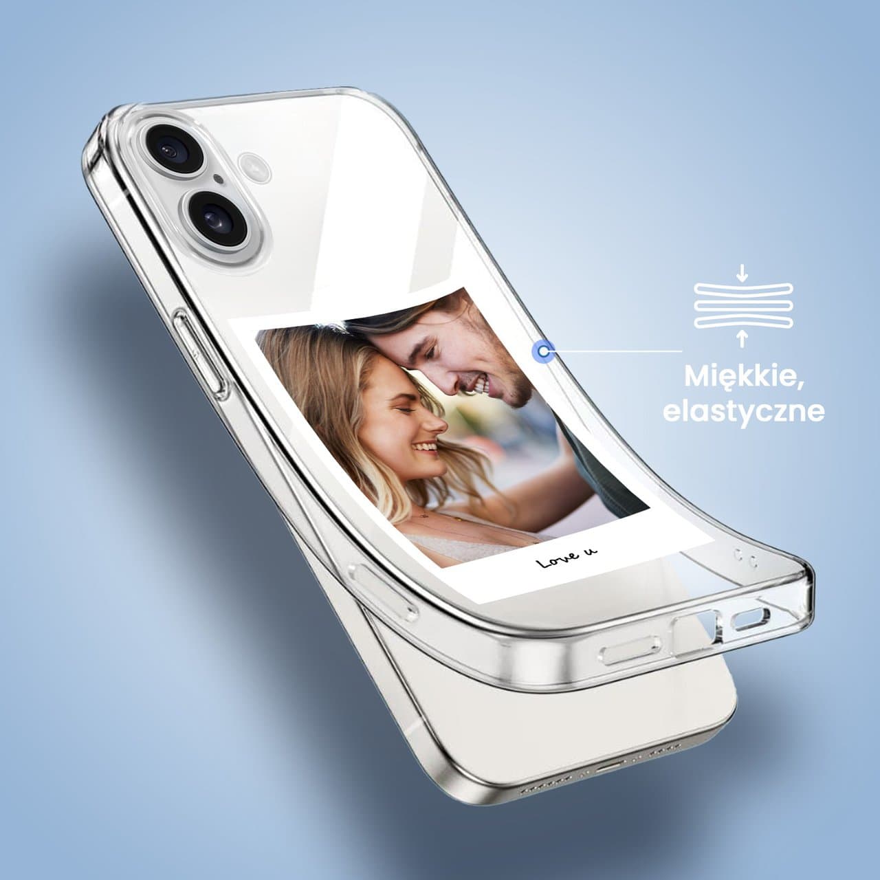 Etui do iPhone 16, Polaroid z własnym zdjęciem, upominek na prezent, przeźroczyste