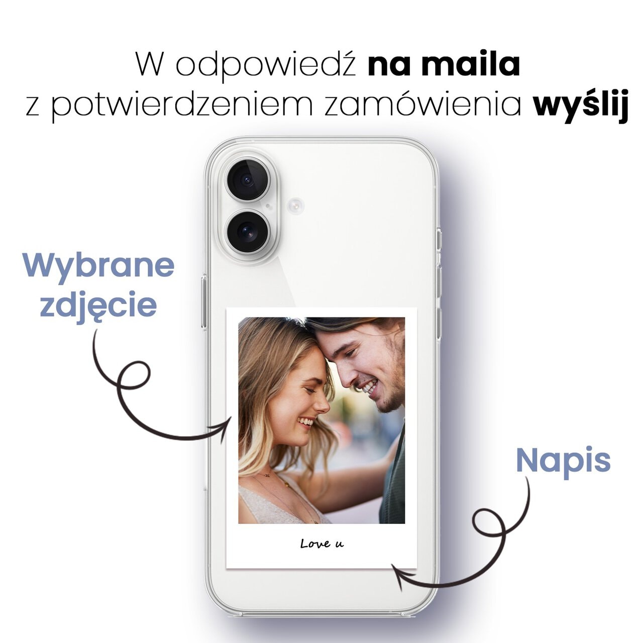 Etui do iPhone 16, Polaroid z własnym zdjęciem, upominek na prezent, przeźroczyste