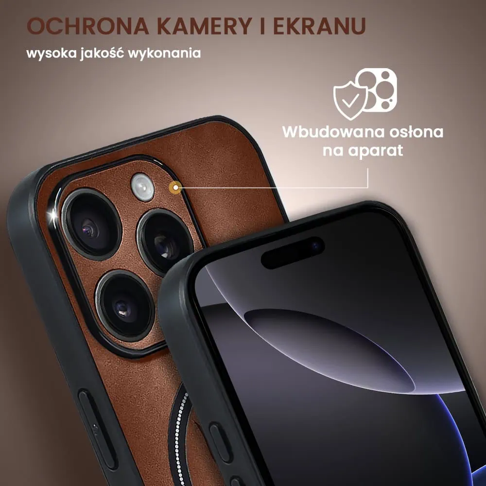 Etui do iPhone 16 Pro Max Alcantara Magsafe Cover, przyjemne w dotyku, brązowe