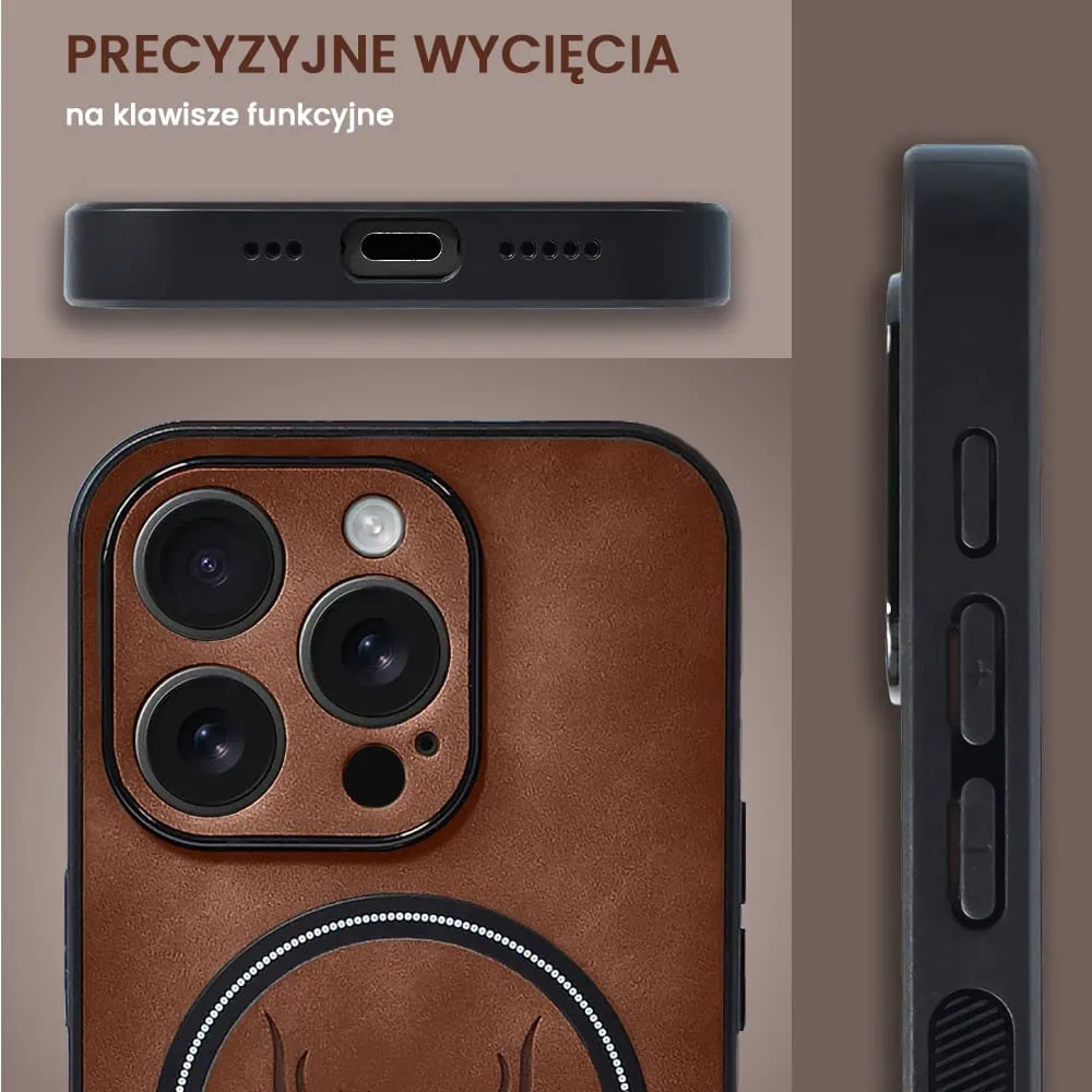 Etui do iPhone 16 Pro Max Alcantara Magsafe Cover, przyjemne w dotyku, brązowe