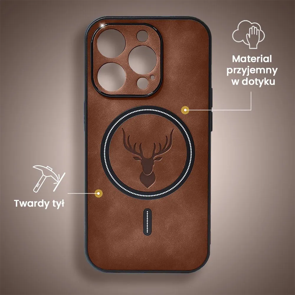 Etui do iPhone 16 Pro Max Alcantara Magsafe Cover, przyjemne w dotyku, brązowe