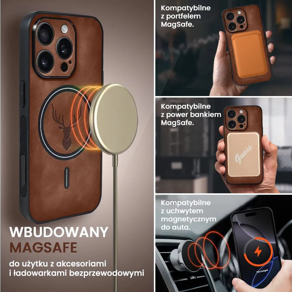 Etui do iPhone 16 Pro Max Alcantara Magsafe Cover, przyjemne w dotyku, brązowe