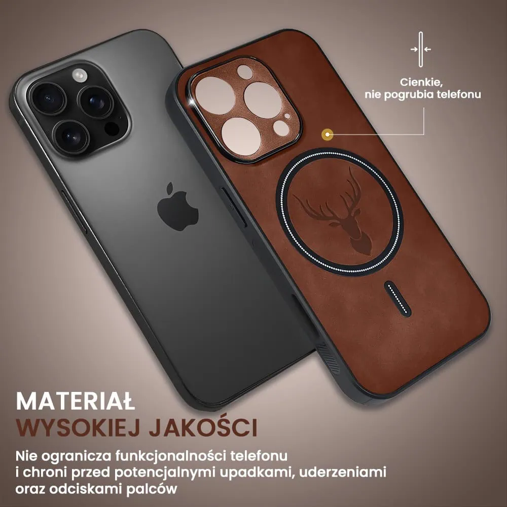 Etui do iPhone 16 Pro Max Alcantara Magsafe Cover, przyjemne w dotyku, brązowe