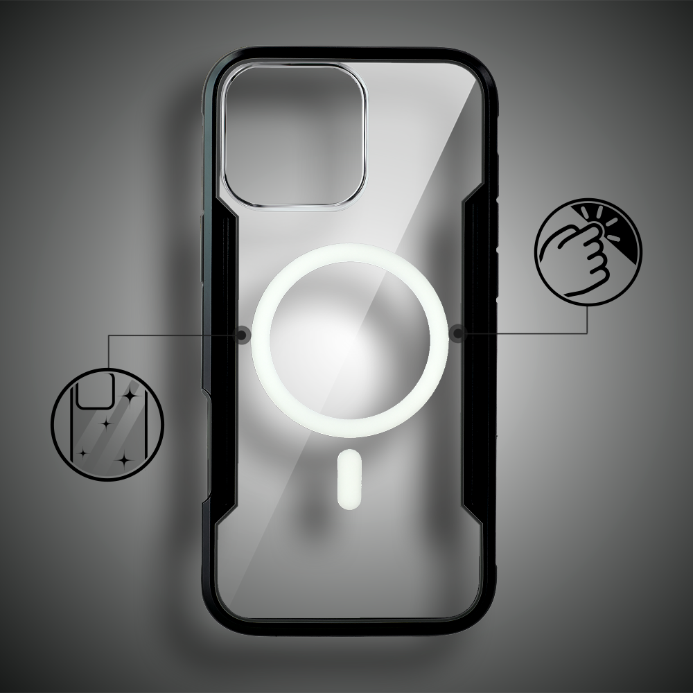 Etui do iPhone 16 Pro Max AluHybrid z MagSafe, twardy tył z metalowym wzmocnieniem, czarne